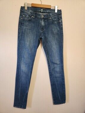 ​7 For All Mankind Gwenevere Skinny Jeans Y2K Medium Wash Whiskered Denim 27